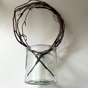 DIY GLASS VASE  WITH GRAPEVINE  WREATH DIY DÉCOR GUC